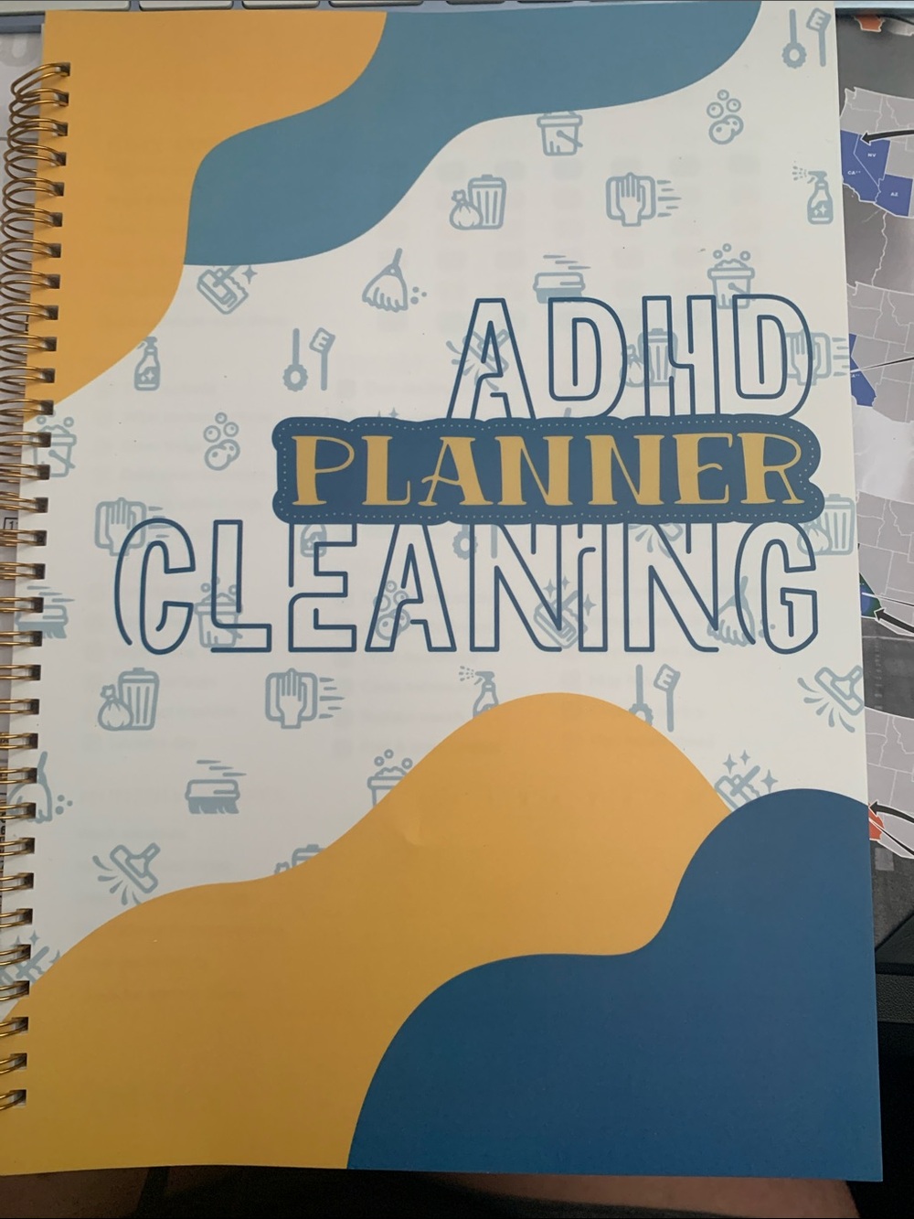 ADHD Cleaning Planner Notebook - Blue & Yellow Cover Spiral